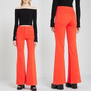Alice + Olivia Women’s Jane Wide Leg Bell Bottom Trouser Jeans In Red Size 24